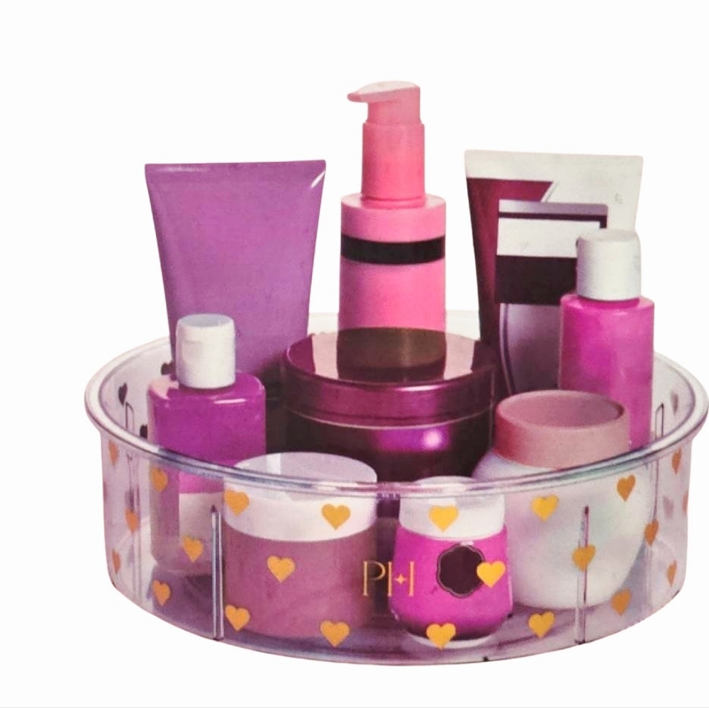 Paris Hilton‎ Gold Heart Acrylic 360° Rotating Makeup Organizer